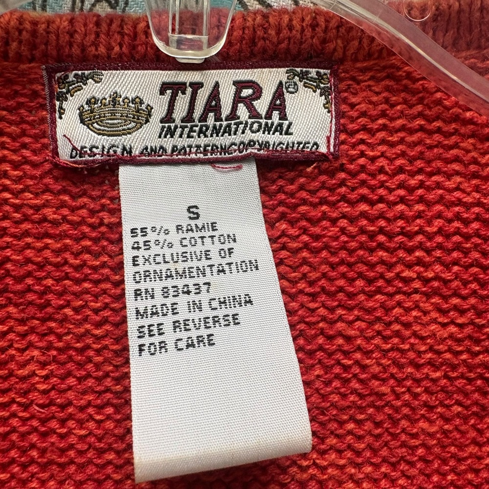 Tiara International Womens Small Orange Harvest Embroidered Zip Front Vest - Picture 5 of 6